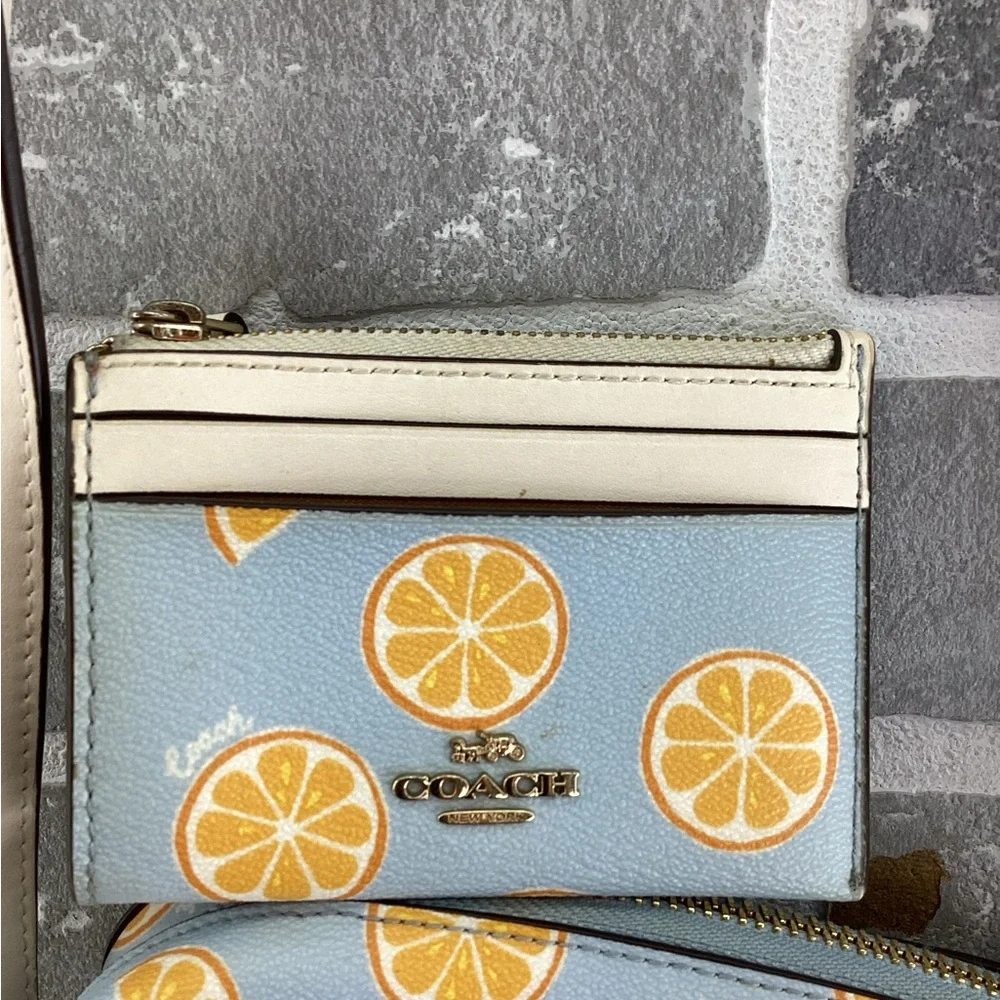 COACH Mini Camera Bag With Orange Print and matching card wallet - Picture 6 of 9